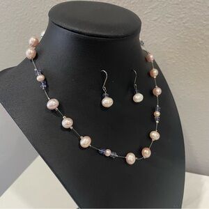 925 Carolee Pink and Purple Cultured Pearl Necklace Set